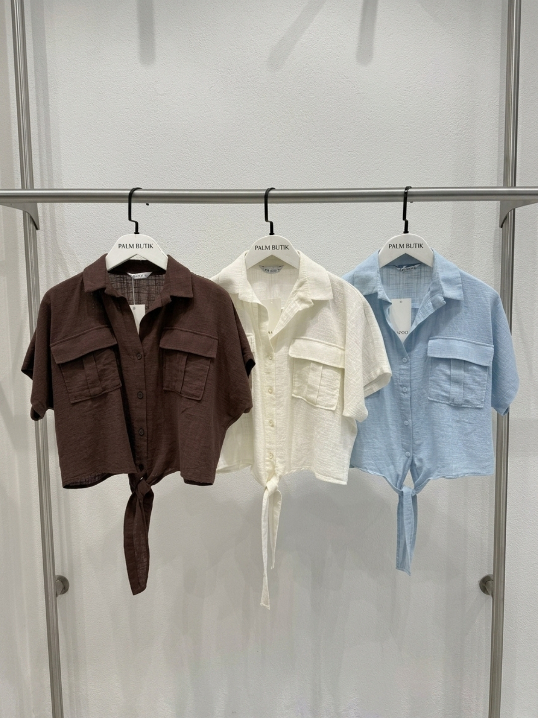 Bağlama Detaylı Keten Gömlek Bluz – Oversize Yazlık Kadın Bluz - Görsel 4