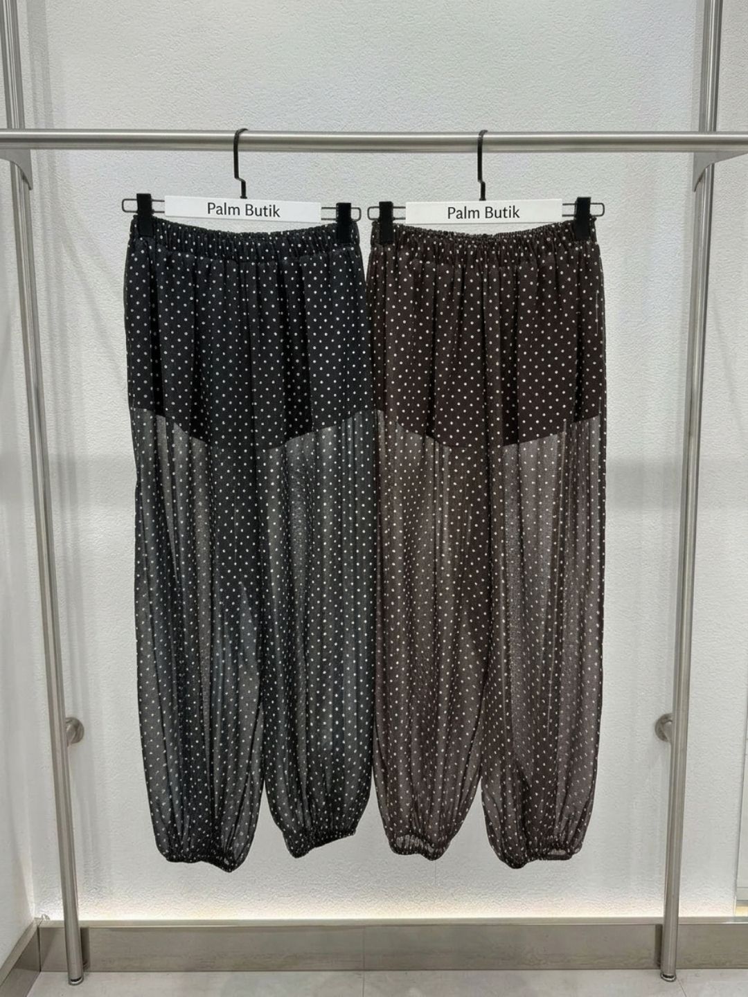 Puantiyeli Şalvar Kesim Şifon Pantolon – Rahat ve Şık Kadın Pantolon - Görsel 5